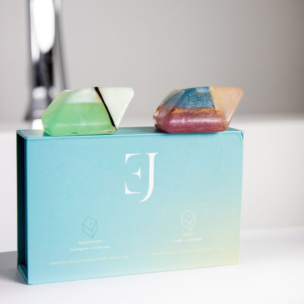 Gift set crystal soaps Aquamarine & Opal