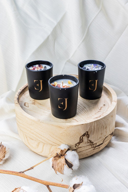 Manifest scented candles - set of 3 - Black with Crystal