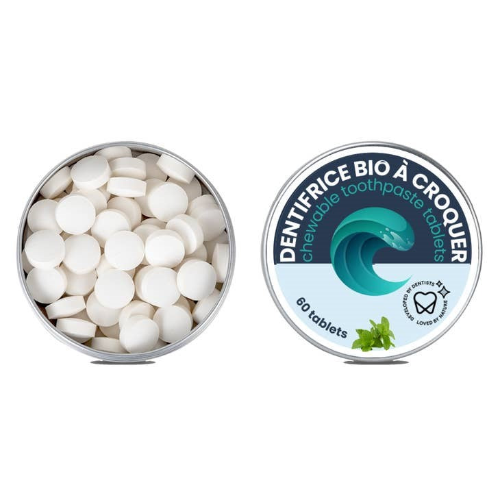 Chewable toothpaste lozenges - Mint flavor, fluoride free